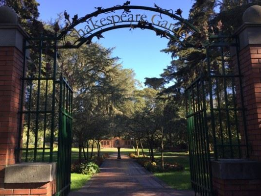 A sunny afternoon in Shakespeare's Garden in Golden Gate Park in San Francisco, California