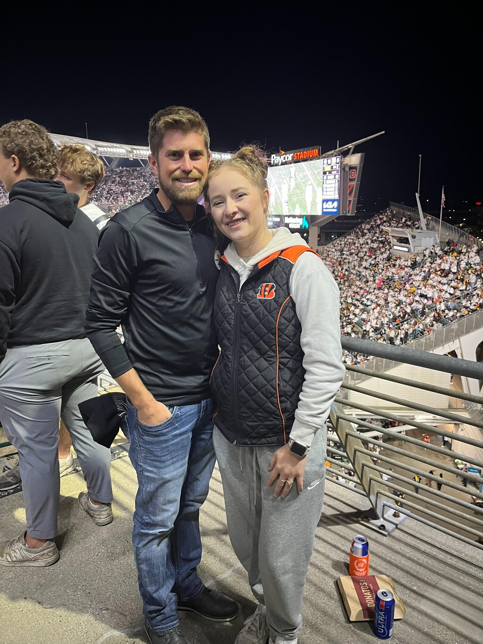 Bengals won 33–31 at our first NFL game together. Katelyn’s very first game. Let’s just say one of us was thrilled, and the other…not so much.