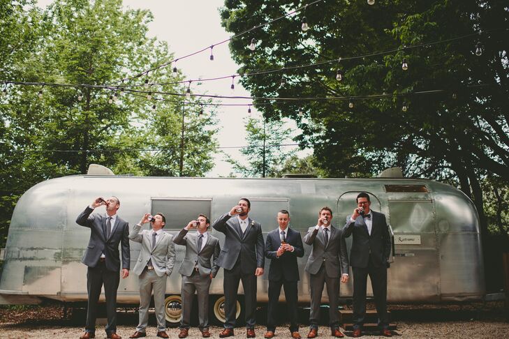 Keith's groomsmen wore gray suits of their choosing with matching ties.