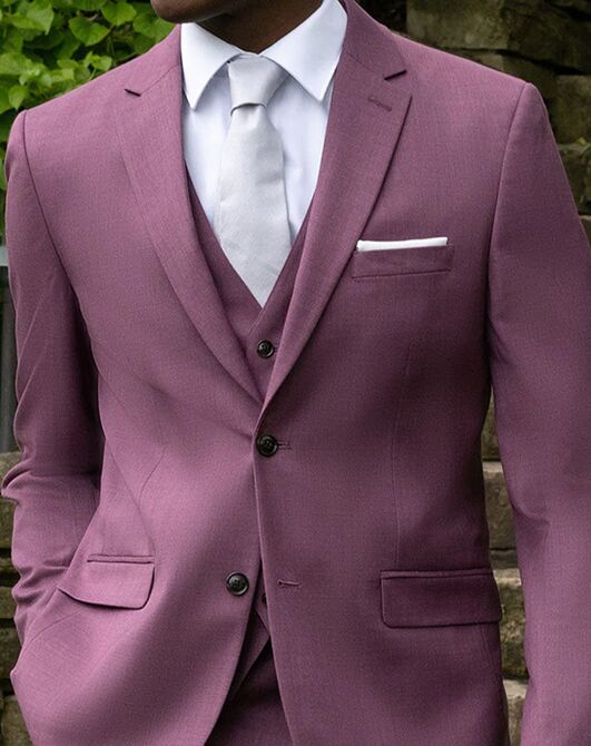 BLACKTIE SHARKSKIN Violet Wedding Suit Purple Tuxedo - 2