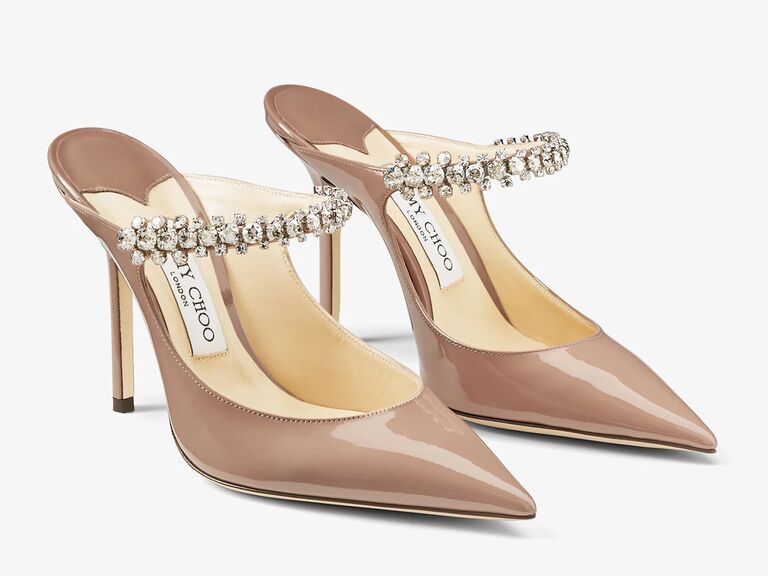 Jimmy Choo blush pink crystal-embellished heels for the best wedding shoes
