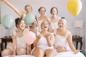 Wedding Party Getting Ready With Balloons