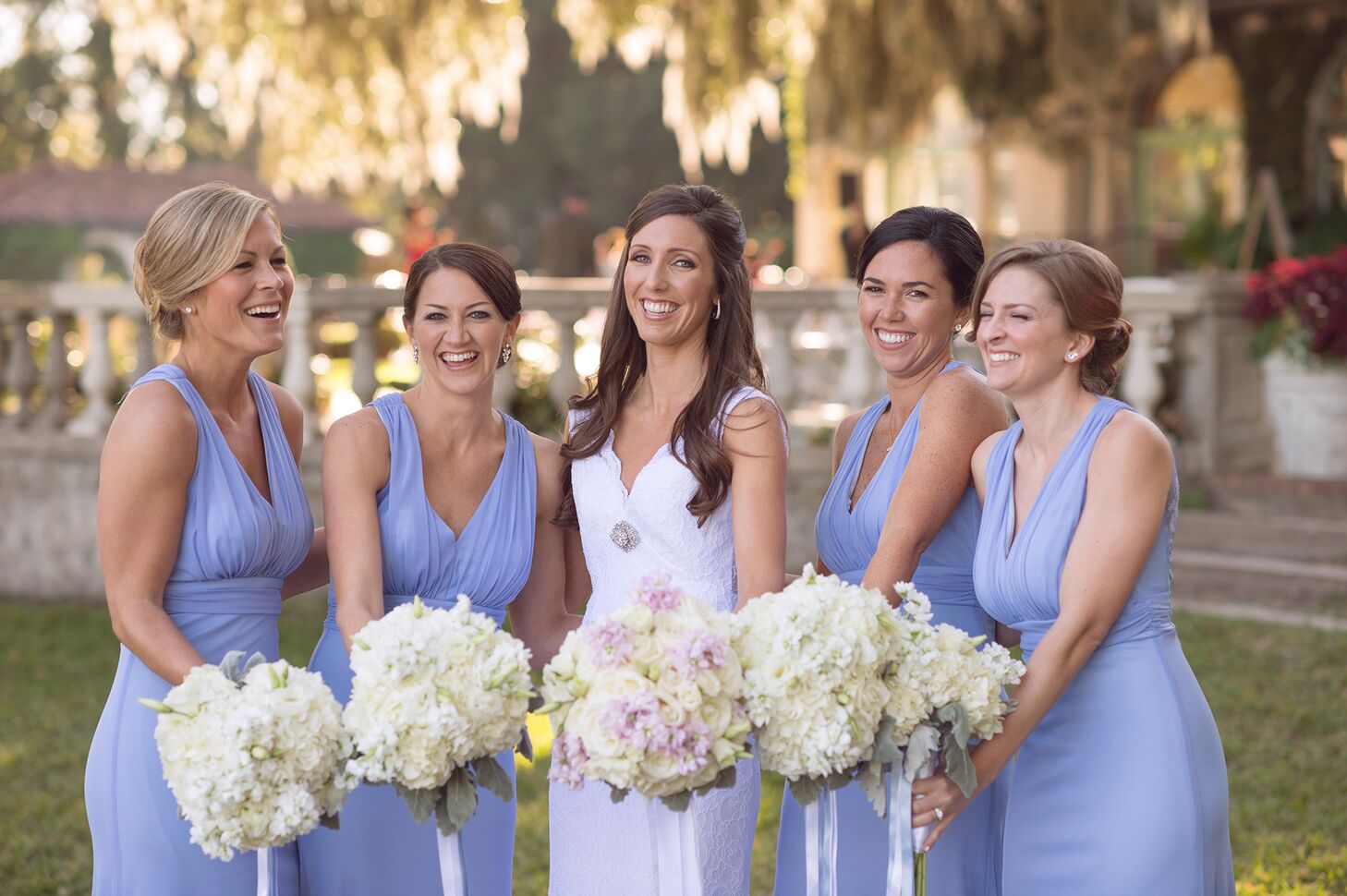 Periwinkle Sleeveless V-Neck Bridesmaids Dresses