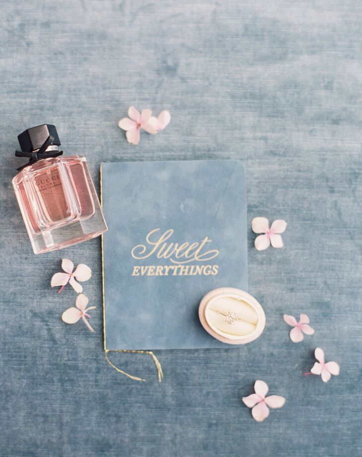 Blue Velvet Vow Book for Preppy Maine Wedding