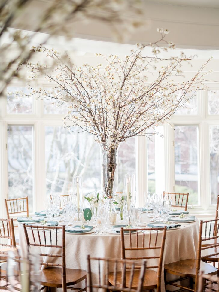 Cherry Blossom Centerpieces at Vermont Wedding Reception