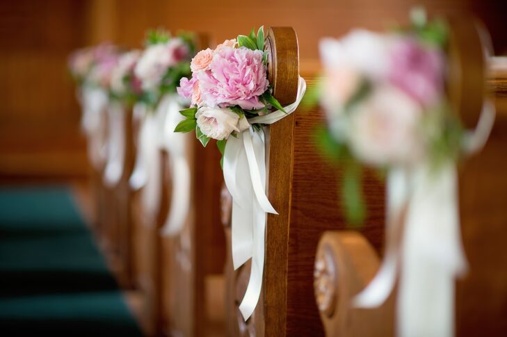 Pink Peony Aisle Pew Decor
