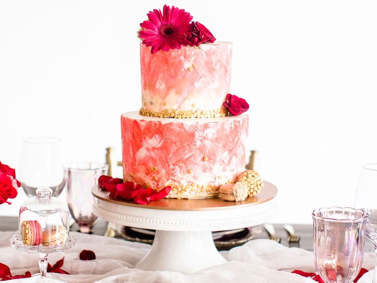 Hand-Painted buttercream icing bridal shower cake