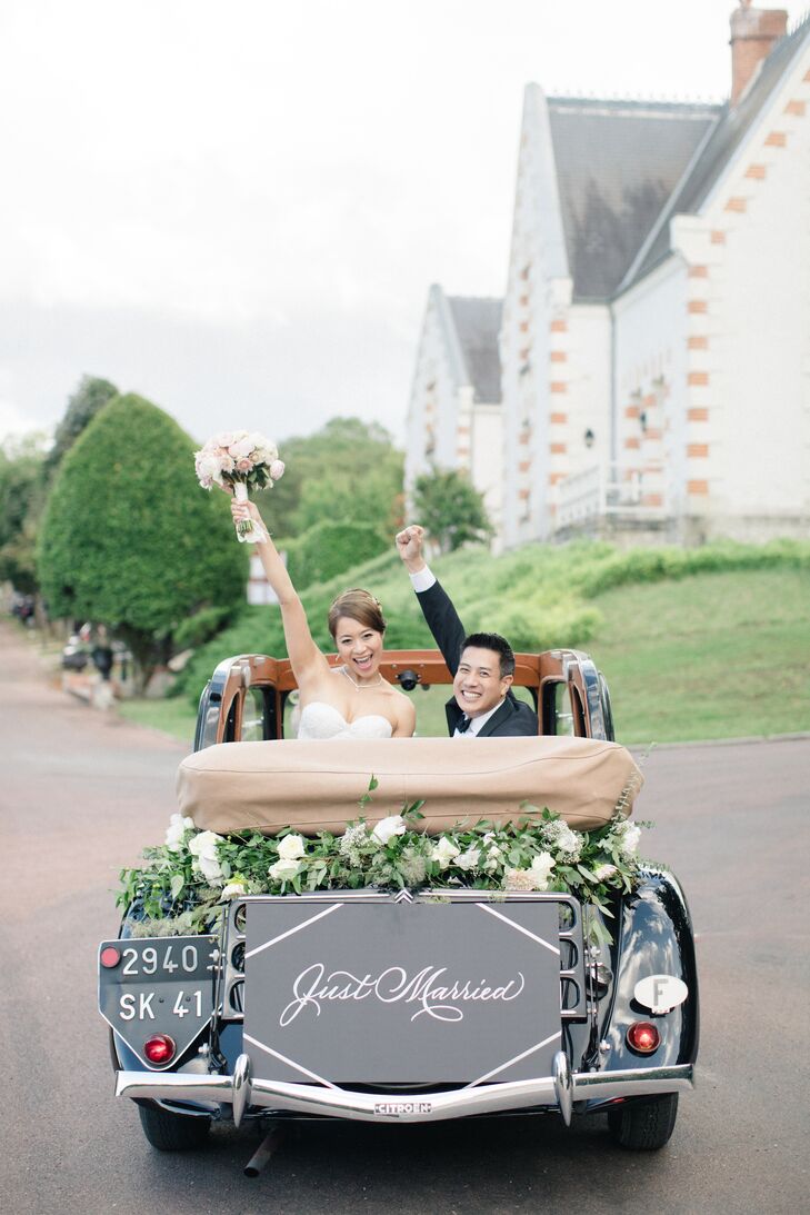 Garland-Draped Vintage Getaway Car