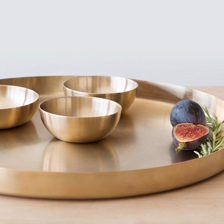 Round bronze serving tray traditional 19-year wedding anniversary gift