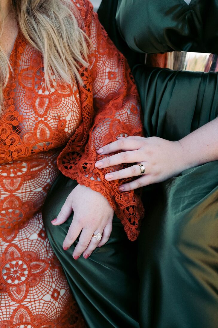 Couple Wearing Engagement Rings