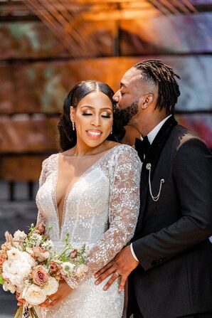 Bride With Modern Hairstyle With Middle Part