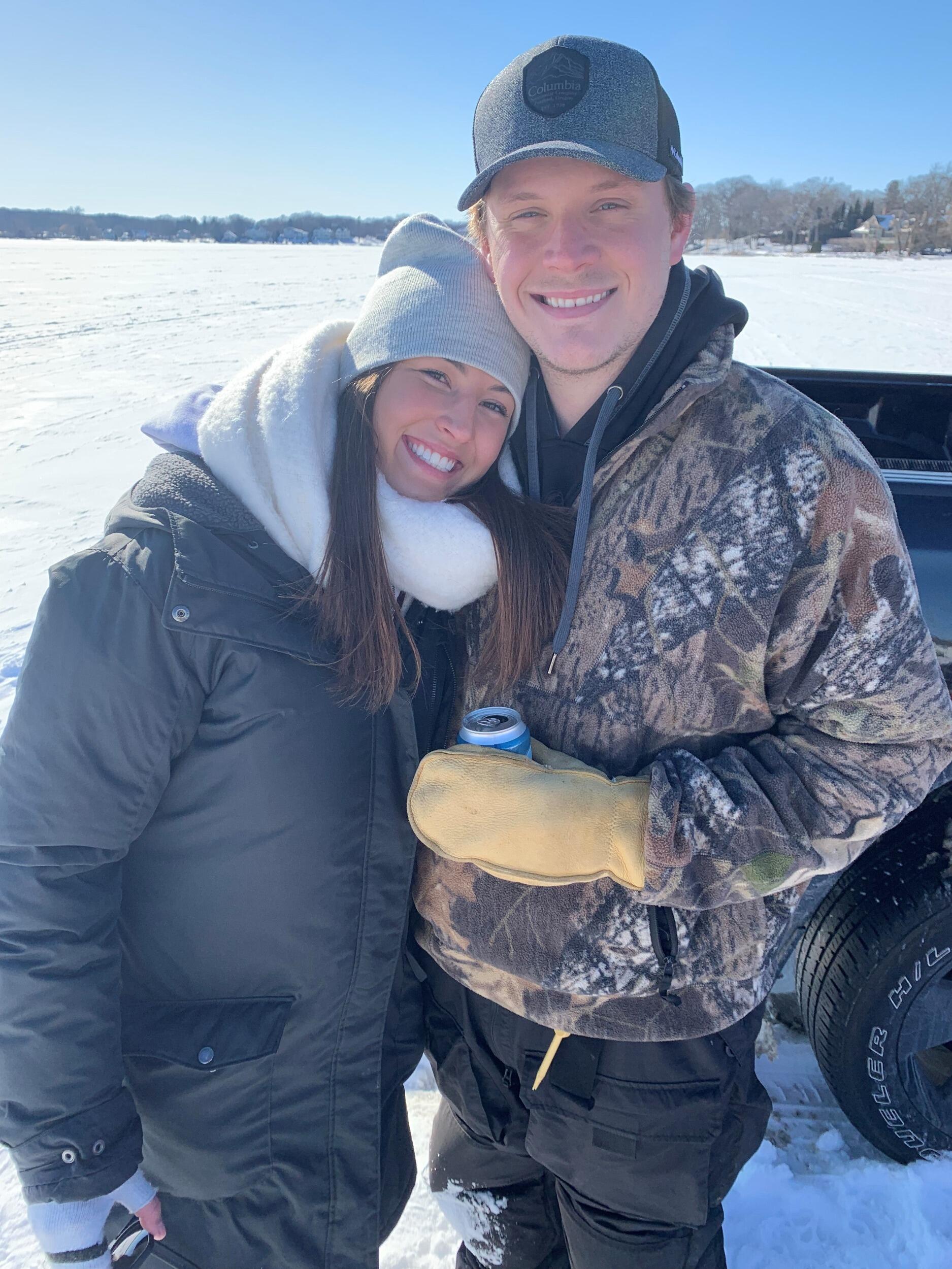 Brady even got Steph to kind of enjoy winter thanks to some ice fishing!