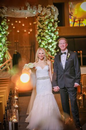Strapless Lace Trumpet Dress with Jewel Belt