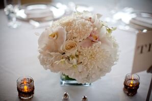 Ivory Flower Centerpiece, Small Votives