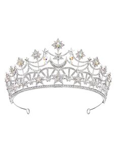 AW Bridal AW BRIDAL Stars Bridal Crown for Wedding Crown for Women Rhinestone Princess Tiaras for Girls Crystal Birthday Crown Wedding Tiaras for Brides Bridesmaid (AB Rhinestone) Tiara