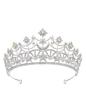 AW Bridal AW BRIDAL Stars Bridal Crown for Wedding Crown for Women Rhinestone Princess Tiaras for Girls Crystal Birthday Crown Wedding Tiaras for Brides Bridesmaid (AB Rhinestone) Tiara