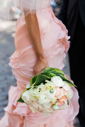White Ranunculus and Garden Rose Bouquet
