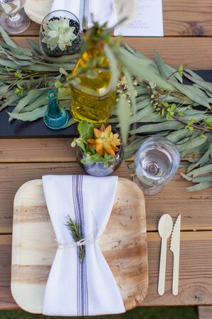 Sustainable Dinnerware and Flatware with Herb Sprig