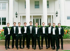 Groomsmen in Classic Black Tuxedos and Bow Ties