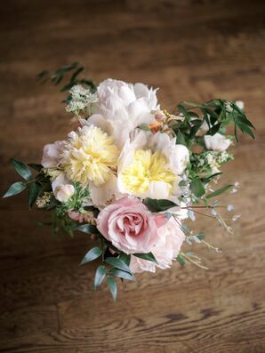 Romantic Wedding Bouquet With Roses and Peonies