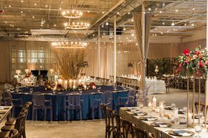 Navy Decor in Loft Space at Georgia Wedding