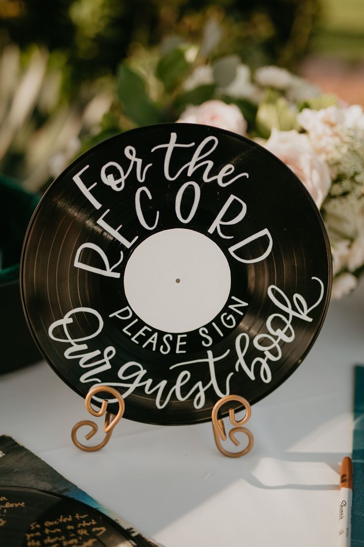 Calligraphed vinyl record