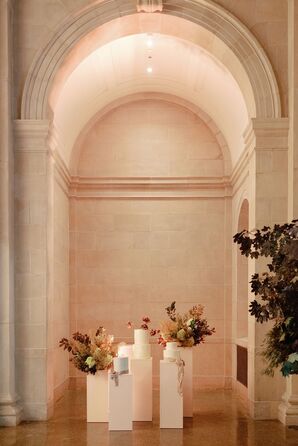 Modern Art Museum Wedding Reception Neutral Floral Design