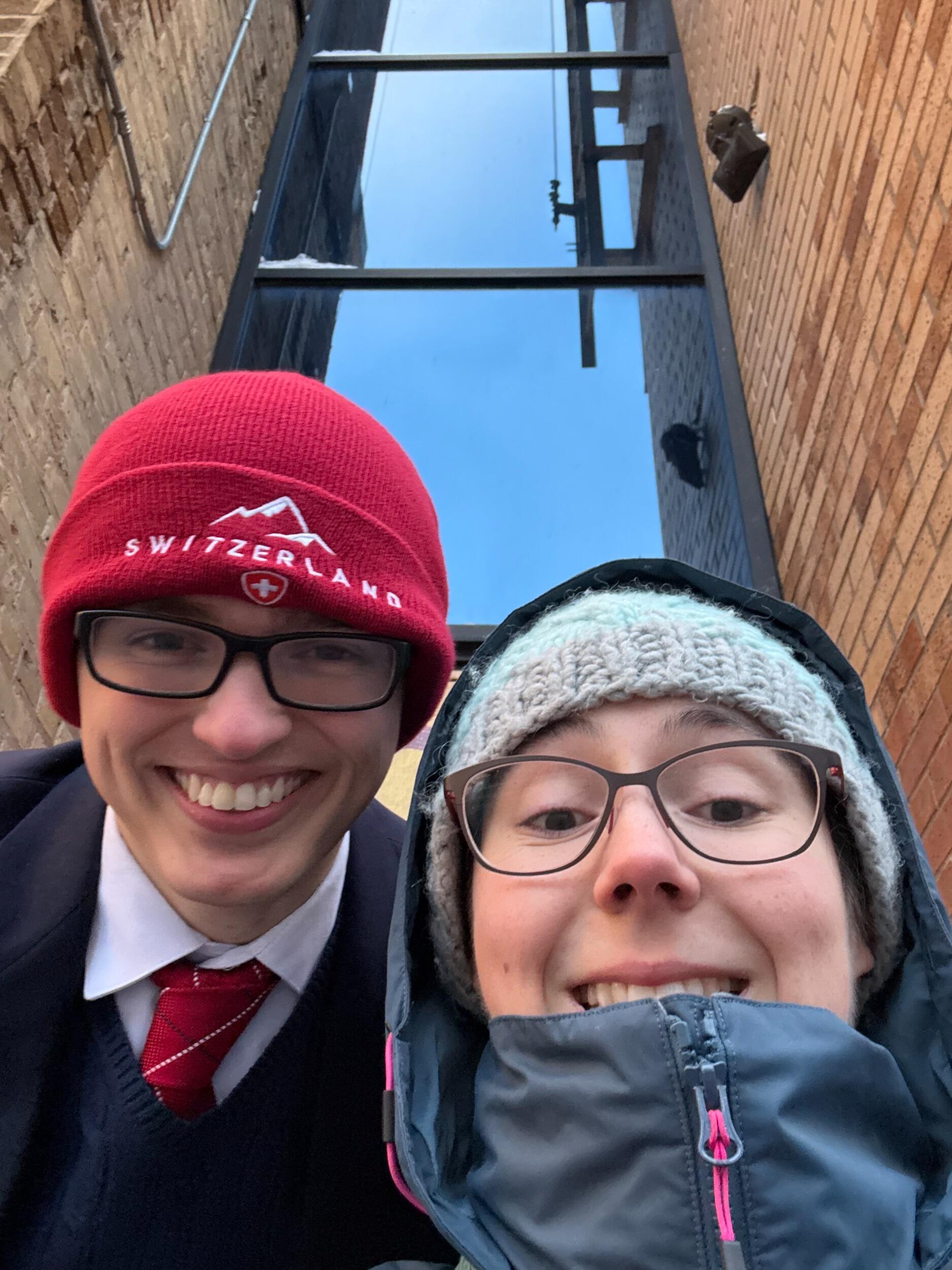 Teddy and Sara waiting outside for Phantom of the Opera rush tickets. It was so worth it
