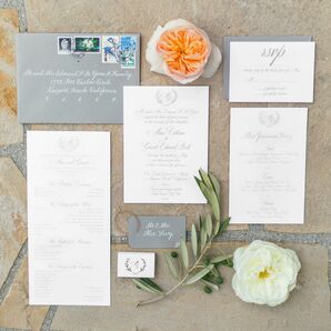 Formal Ivory and Gray Invitation Suite