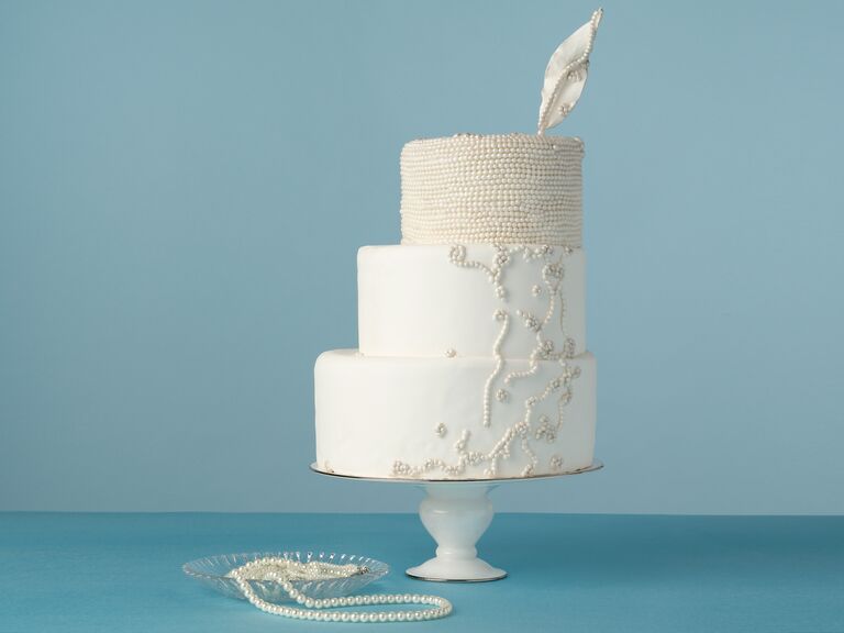 Staircase wedding cake with deco design 