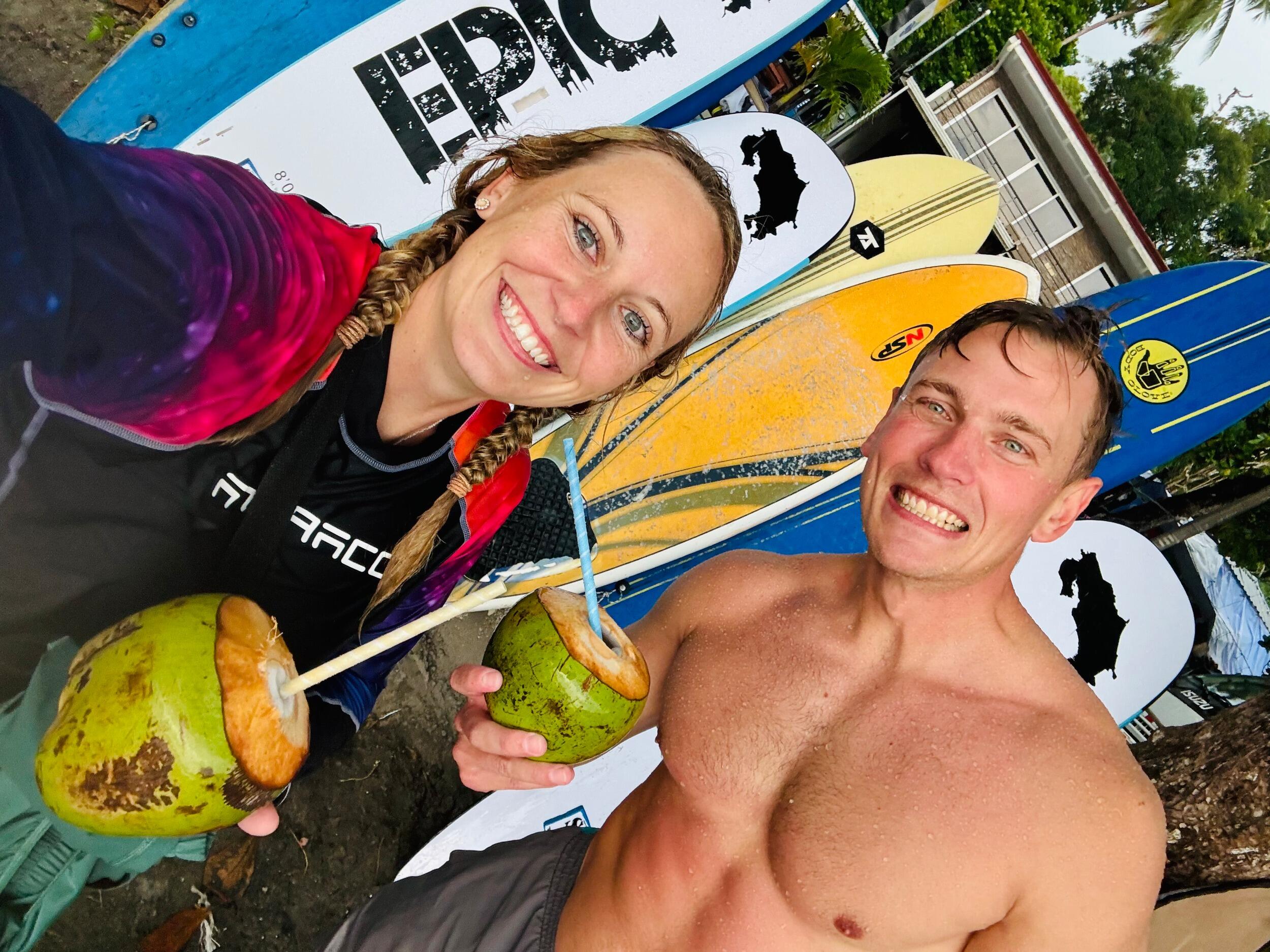 Learned how to surf in Costa Rica - Joe may or may not have hobbled away with broken ribs after this photo