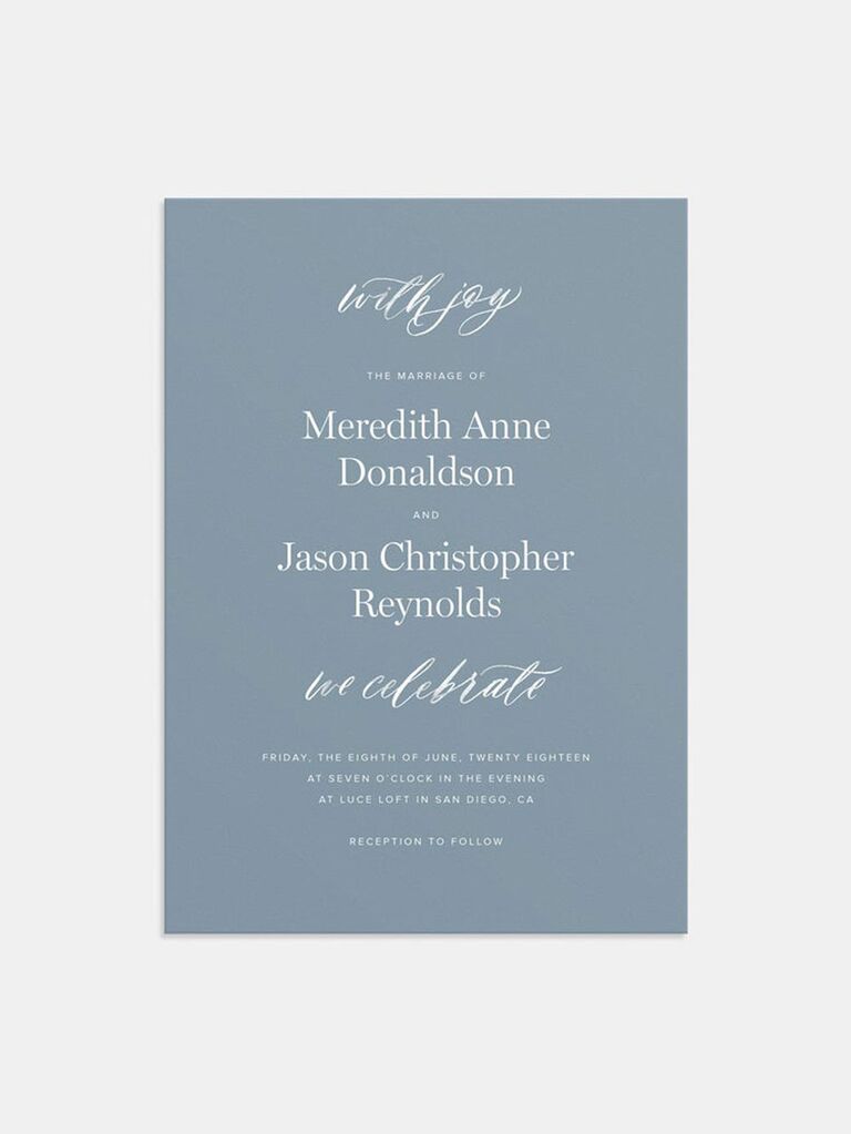 powder blue wedding invitation
