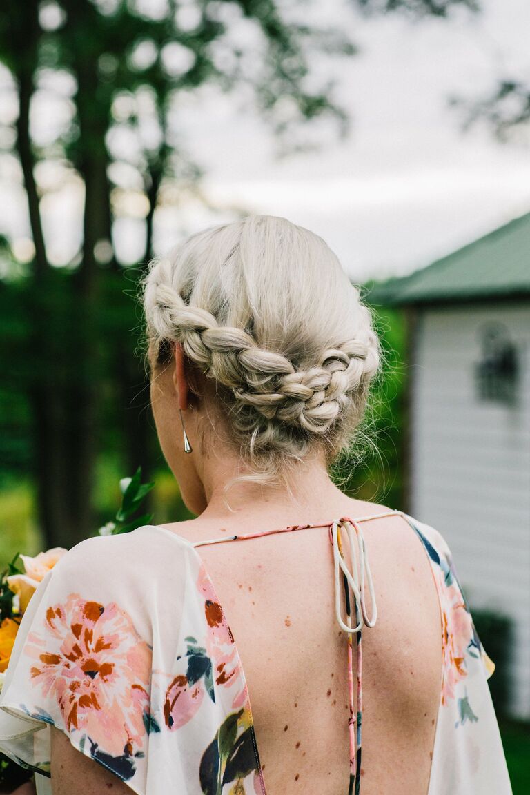 Wedding updo braid cown