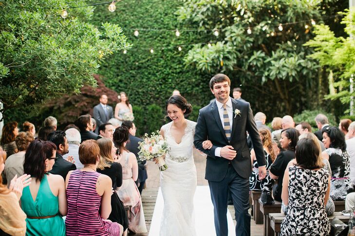Romantic String-Lighting at Garden Ceremony Site