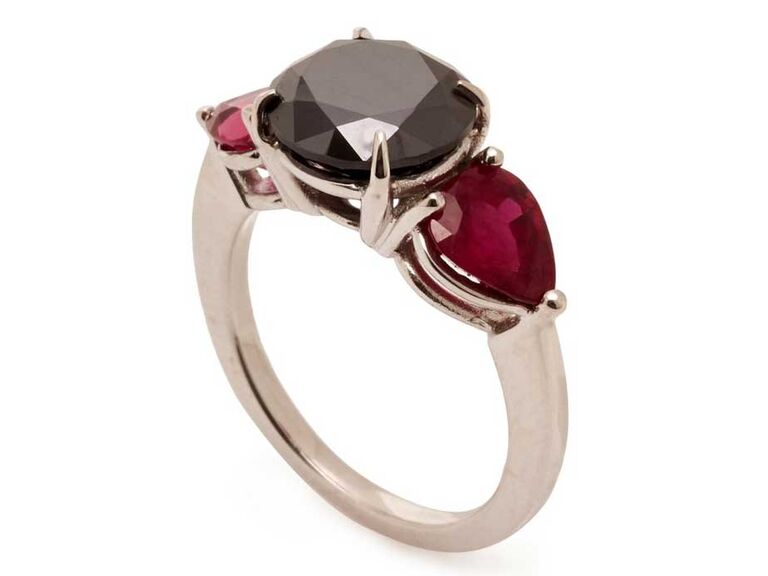 Ruby and black diamond engagement ring