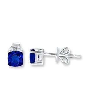 Kay Jewelers Lab-Created Sapphires Sterling Silver Earrings Wedding Earring photo