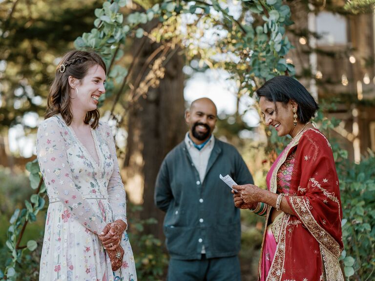 wedding officiant couple reading vows