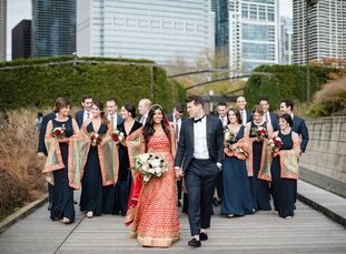 Roshni and Elliot fused the bride's Hindu culture and the groom's Western roots for an elegant, luxurious wedding at the Harold Washington Library in 