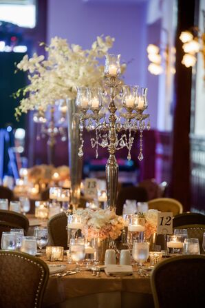 Eclectic Elegant Reception Table Centerpieces