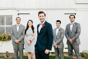 Wedding Party in Gray Suits and Bowties