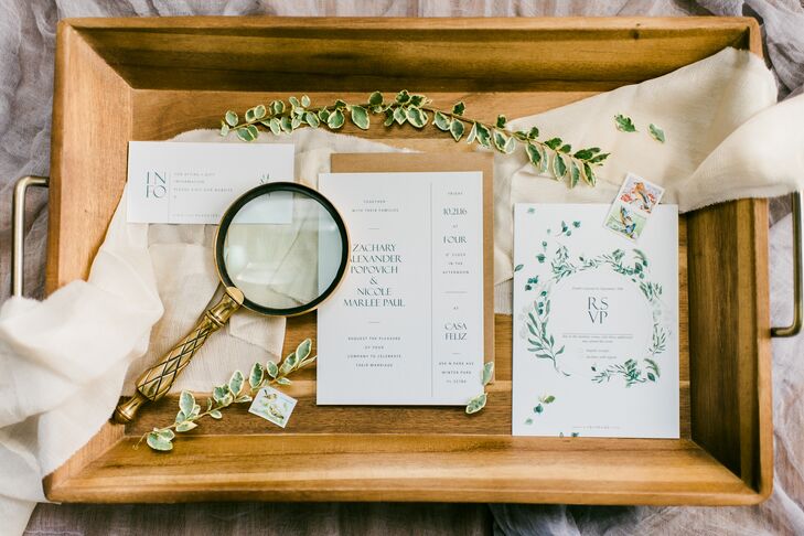 Hand-Designed Vine and Olive Leaves Stationery