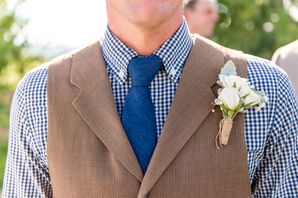 Three Ivory Rose Blooms Boutonniere