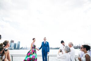 Casual Park Ceremony Overlooking the City Skyline