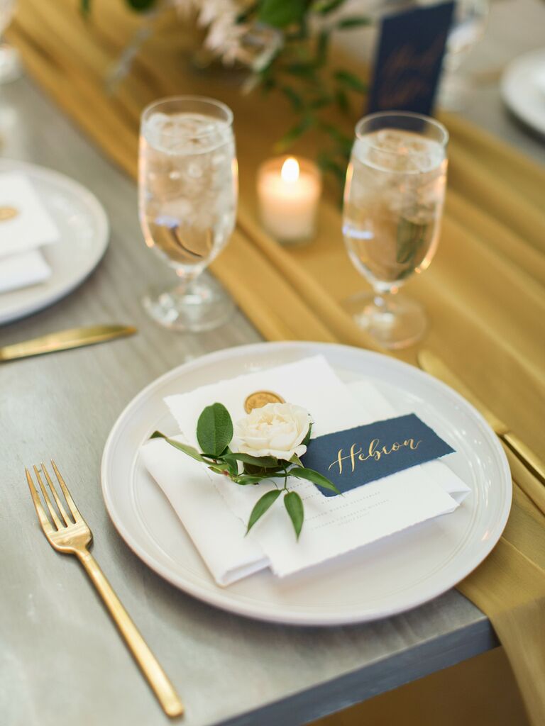 wedding place cards blue theme