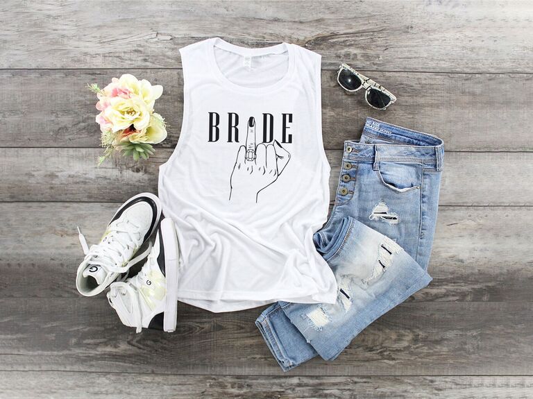 black and white ring finger tanktop for gag bachelorette gift