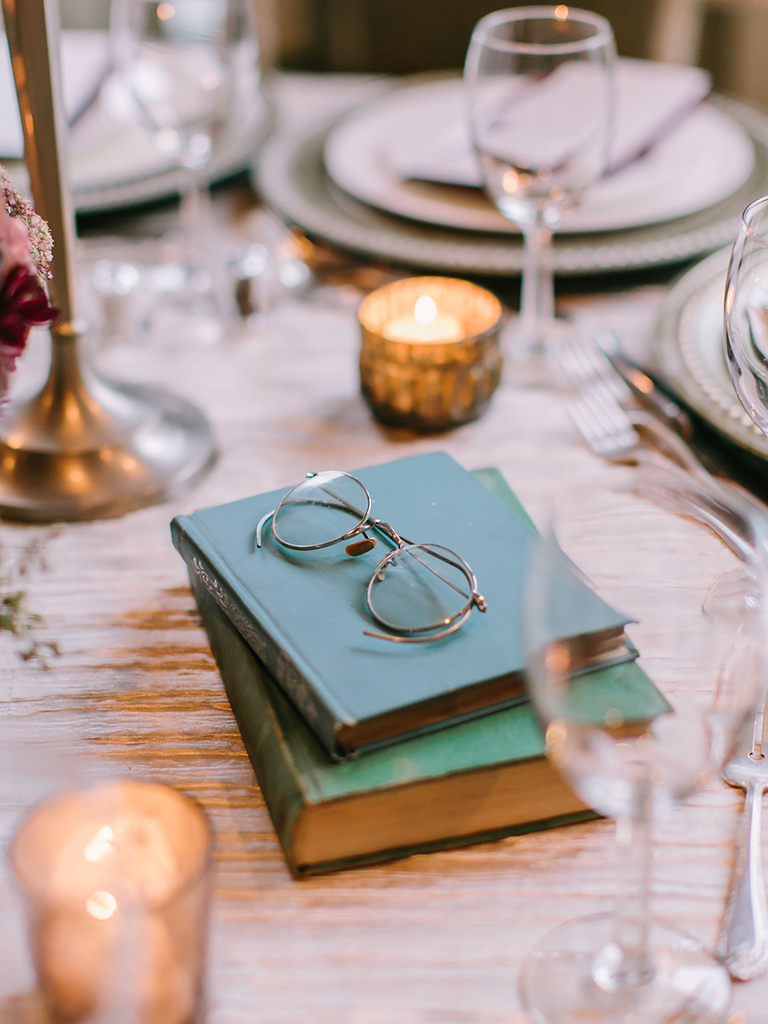 stacked books centerpieces