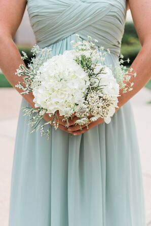 White Hydrangea and Wildflower Bridesmaid Bouquet