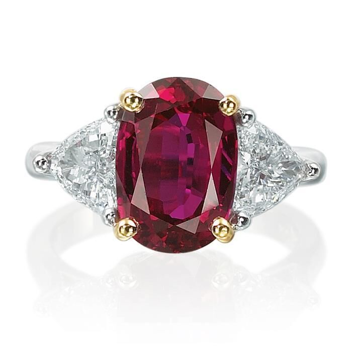 Nicole Rose Jewelry Ruby and Diamond Mounting Engagement Ring in Platinum and Yellow Gold