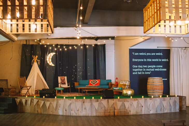 Moon Marquee, Teepee, Futon Bohemian Seating Area