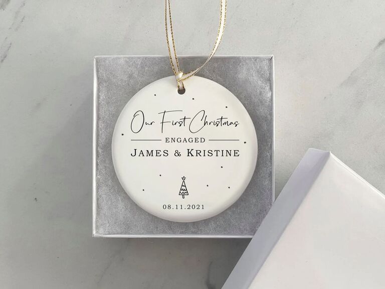 Our First Christmas engaged ornament Christmas gift for fiancé
